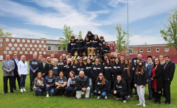 students in project spear-it in front of one of the lifeguard stands