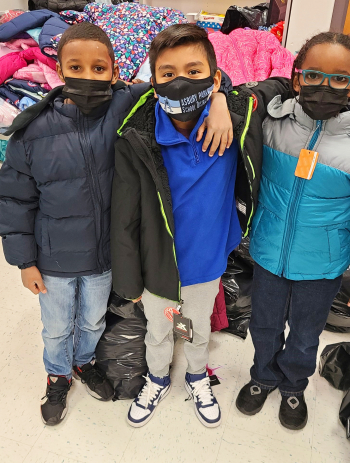 students from an asbury park elementary school with their coats